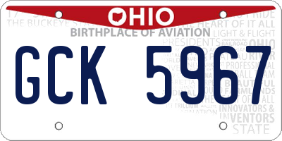 OH license plate GCK5967