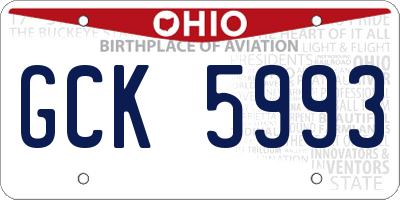 OH license plate GCK5993