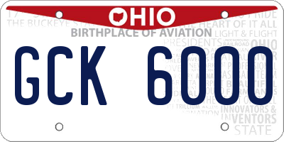 OH license plate GCK6000