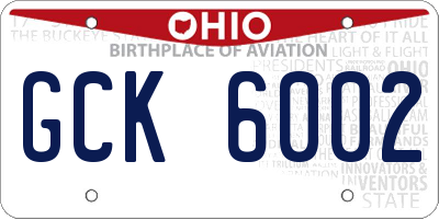 OH license plate GCK6002