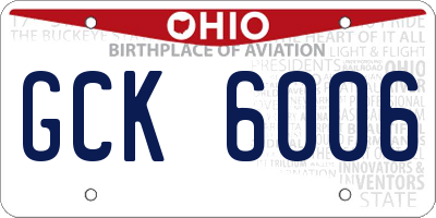OH license plate GCK6006