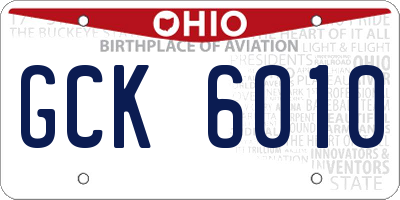 OH license plate GCK6010