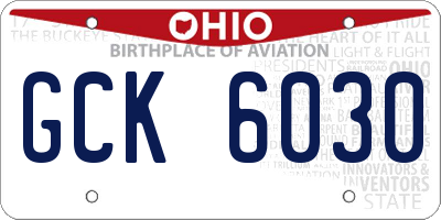 OH license plate GCK6030
