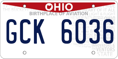 OH license plate GCK6036