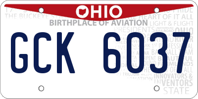 OH license plate GCK6037