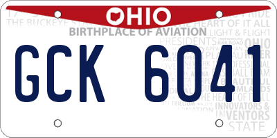 OH license plate GCK6041