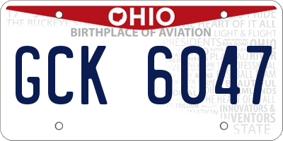 OH license plate GCK6047