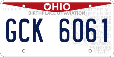 OH license plate GCK6061