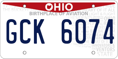 OH license plate GCK6074