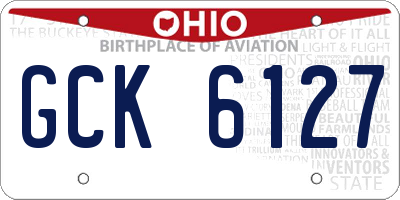 OH license plate GCK6127