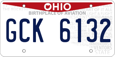 OH license plate GCK6132