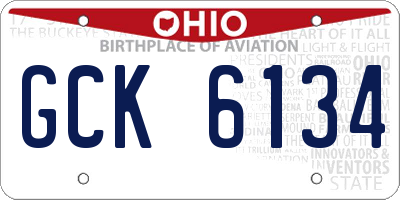 OH license plate GCK6134