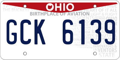 OH license plate GCK6139