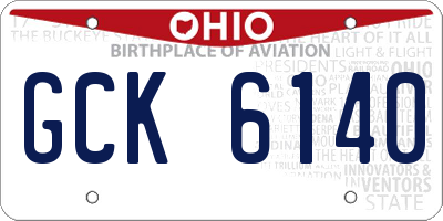 OH license plate GCK6140
