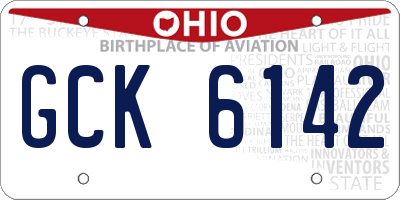 OH license plate GCK6142
