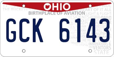 OH license plate GCK6143