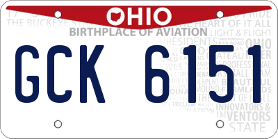 OH license plate GCK6151