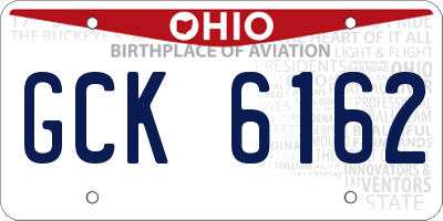 OH license plate GCK6162
