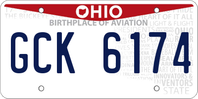 OH license plate GCK6174