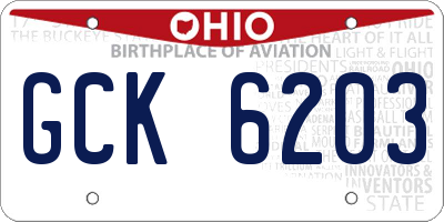 OH license plate GCK6203