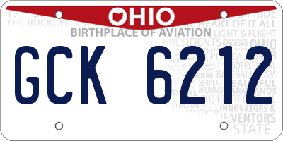 OH license plate GCK6212