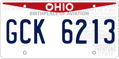 OH license plate GCK6213