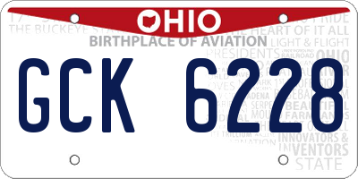 OH license plate GCK6228