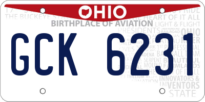 OH license plate GCK6231