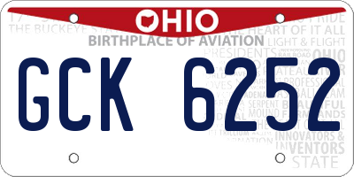 OH license plate GCK6252