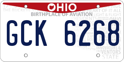 OH license plate GCK6268