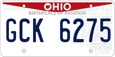 OH license plate GCK6275