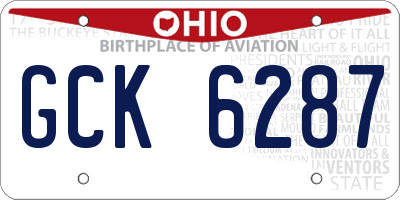 OH license plate GCK6287