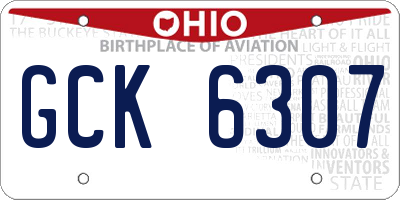 OH license plate GCK6307