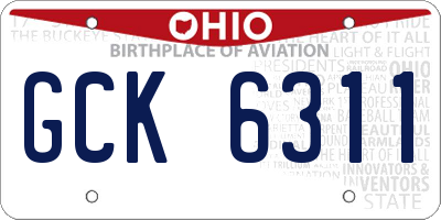 OH license plate GCK6311