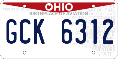 OH license plate GCK6312