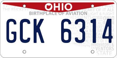 OH license plate GCK6314
