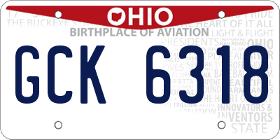 OH license plate GCK6318