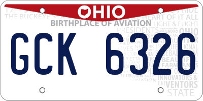 OH license plate GCK6326