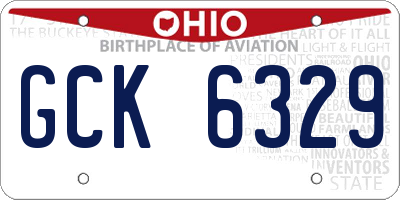 OH license plate GCK6329