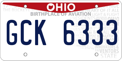 OH license plate GCK6333