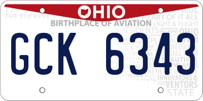 OH license plate GCK6343