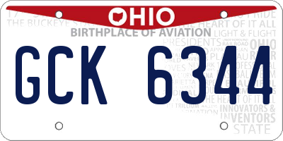 OH license plate GCK6344