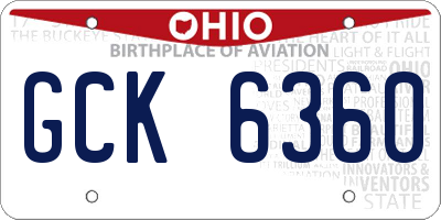 OH license plate GCK6360