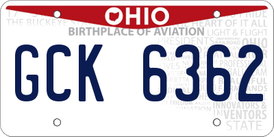OH license plate GCK6362