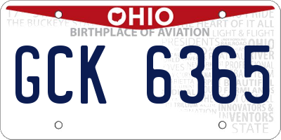 OH license plate GCK6365