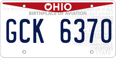 OH license plate GCK6370