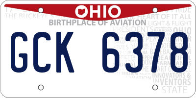 OH license plate GCK6378