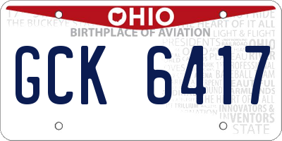 OH license plate GCK6417