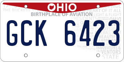 OH license plate GCK6423