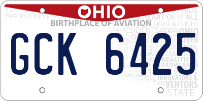 OH license plate GCK6425